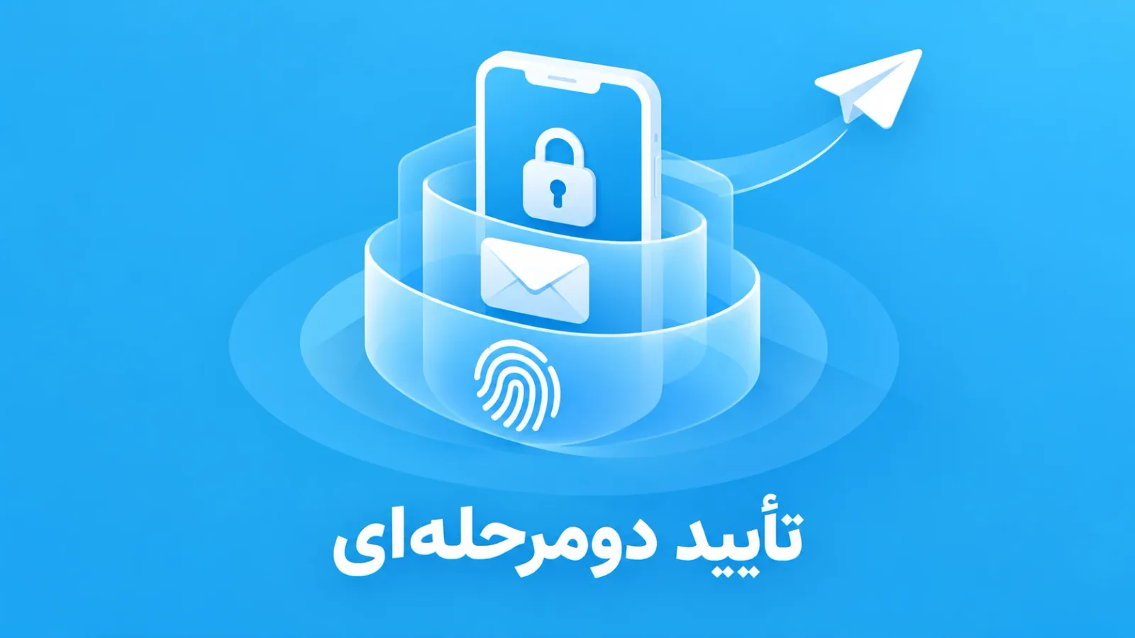 حلقه‌های محافظ دور گوشی با قفل، ایمیل و اثر انگشت و عبارت «تأیید دومرحله‌ای»